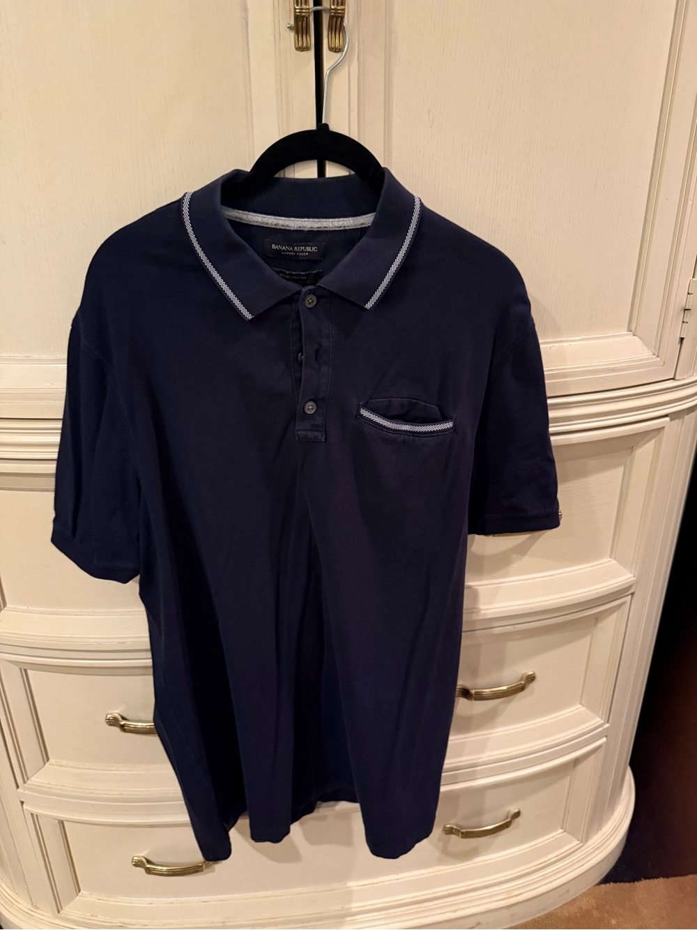 Banana Republic Men's Navy Polo with Contrast Piping